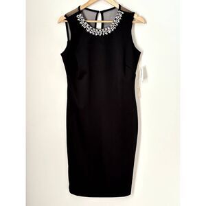 Dressbarn Collection Classic Black Studded Sheath Dress Size Small NEW Business